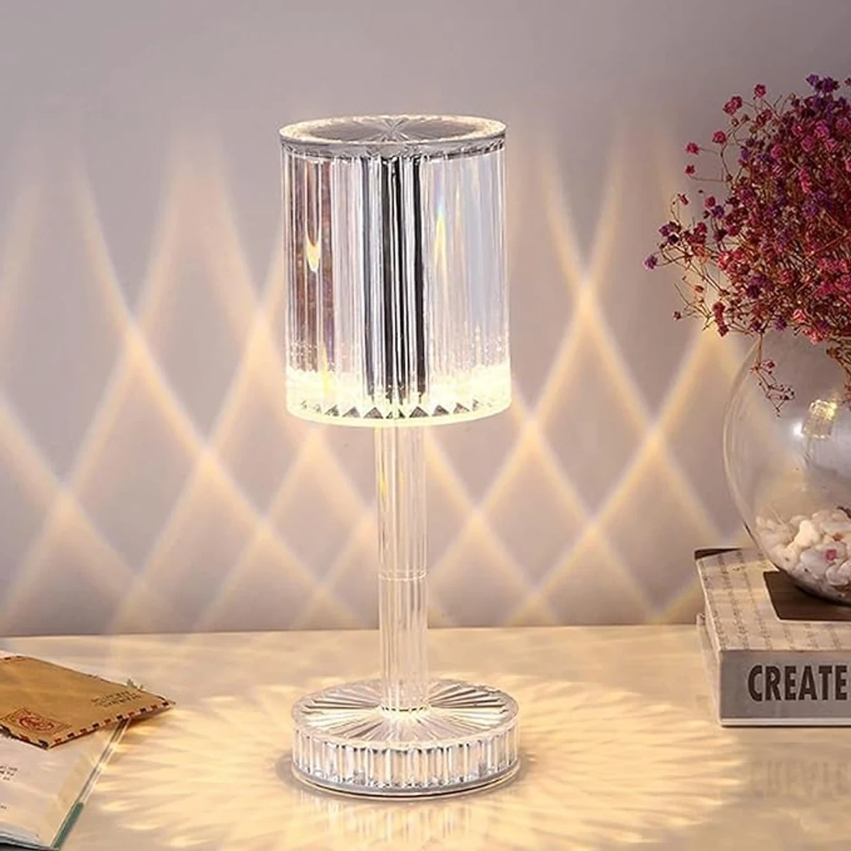 Crystal Diamond Table Lamps for Bedroom