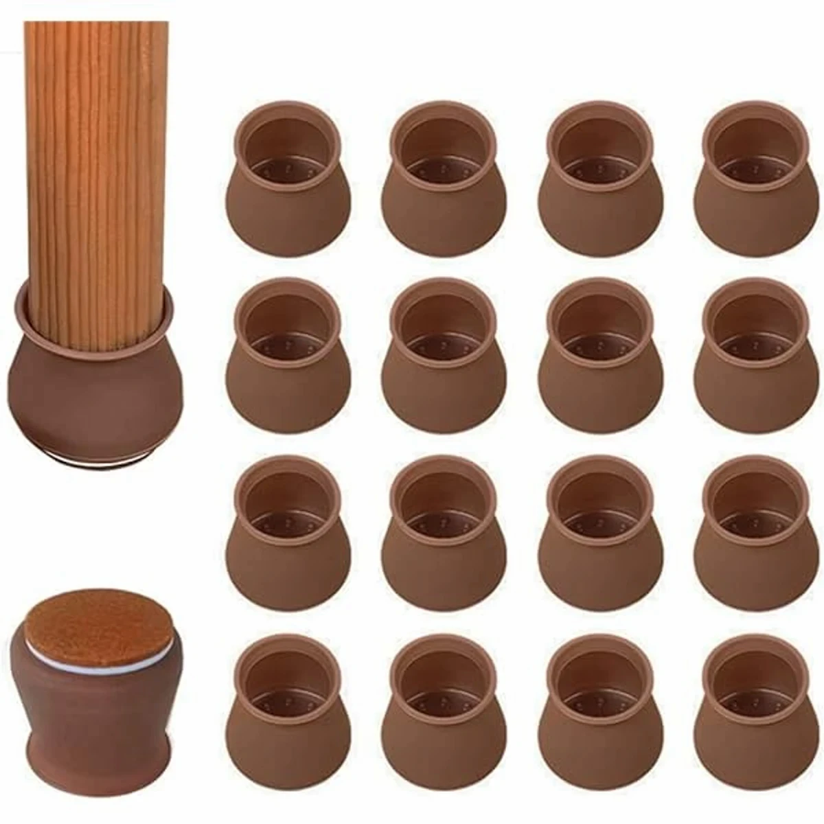 24 pcs Chair Leg Floor Protectors Felt Bottom Furniture Silicone Leg Caps, Chair Leg Covers to Reduce Noise, Easily Moving for Furniture Chair Feet,(coffee colour)